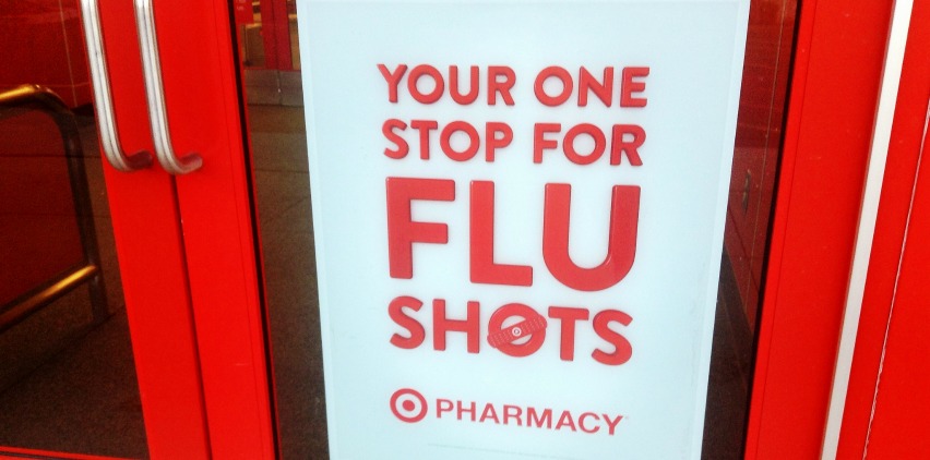 target sign for flu shot on doors