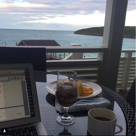 caribbean view and laptop from French Leave Bahamas