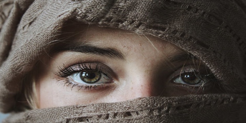 Pexels. Closeup of woman wearing hijab's green eyes