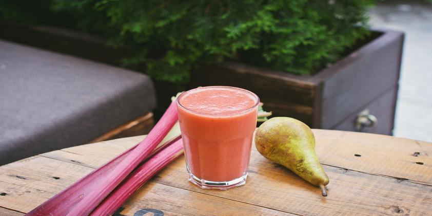unsplash. smoothie, pear, and vegetables on picnic table