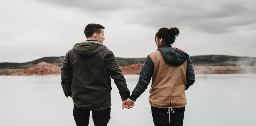 couple overlooking lake