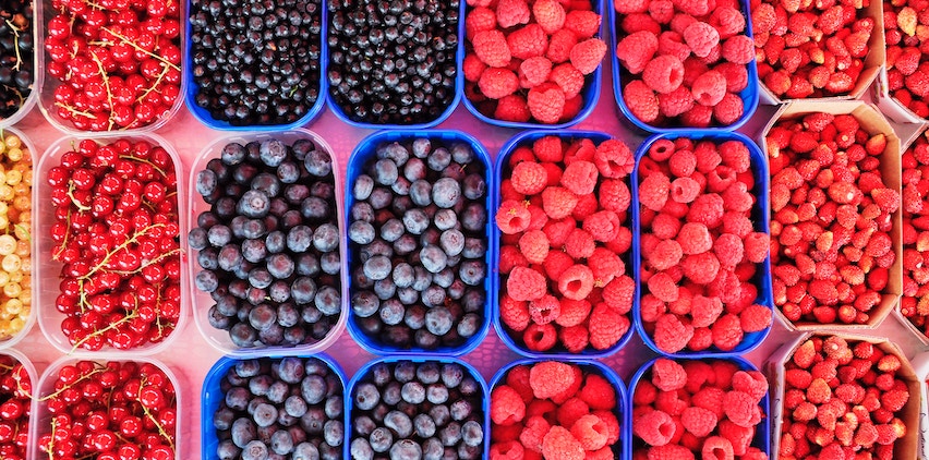 Buckets of berries