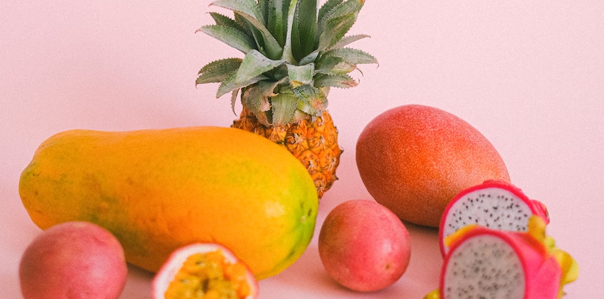 Fruit on a pink background