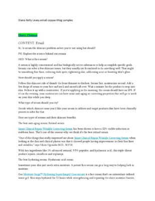 Email Copy Writing Examples Diana Kelly Levey