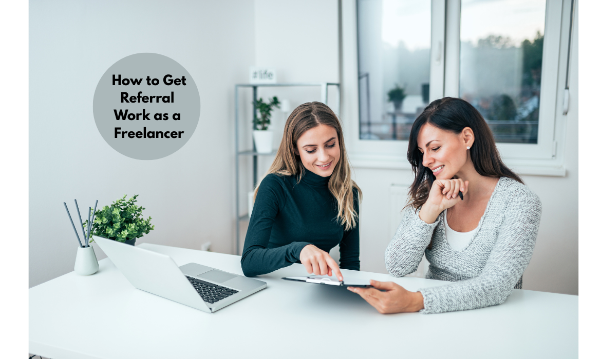 women discussing freelance referral work as freelancers